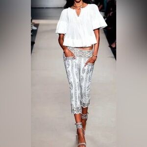 Isabel Marant Bario Berit Runway Studded Floral Pant Jean